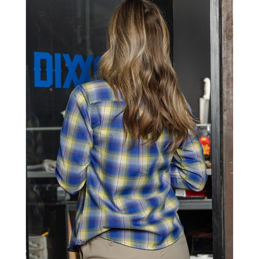 DIXXON WD-40 Women’s Flannel Shirt Blue, Yellow Size S - Picture 2 of 12
